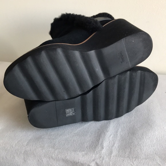 Coach size 8B Wedge Bootie Kingston black suede fun fur wedge heel bootie turn k - Picture 7 of 13